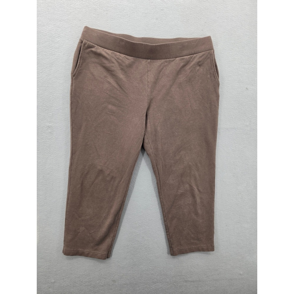 Pure Jill J. Jill Brown Pima Cotton Tencel Slim Leg Cropped Pants Petite Large L